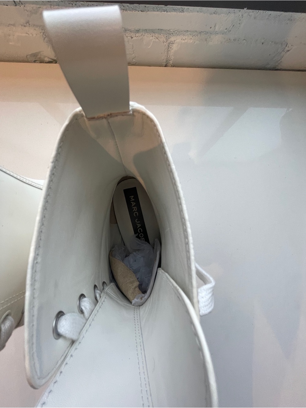 Marc Jacobs White Bristol Lace-Up Combat Boots - Picture 6 of 7